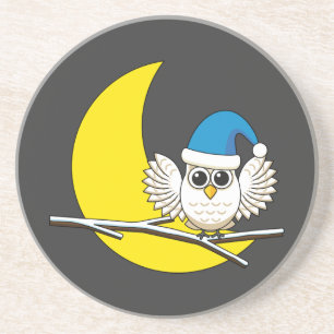 Dessous De Verre En Grès Snowy Owl in a New Moon Winter Night