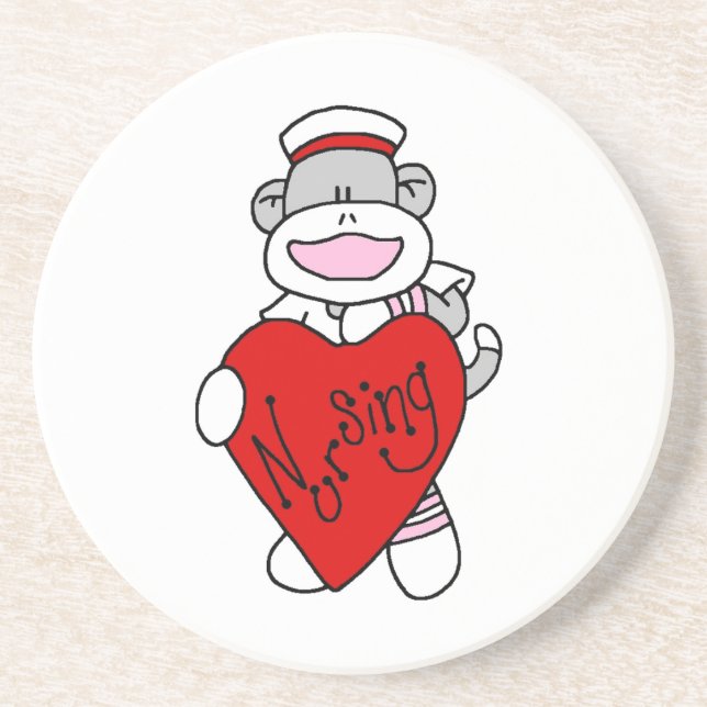 Dessous De Verre En Grès Sock Monkey I Love Nursing T-shirts et cadeaux (Devant)
