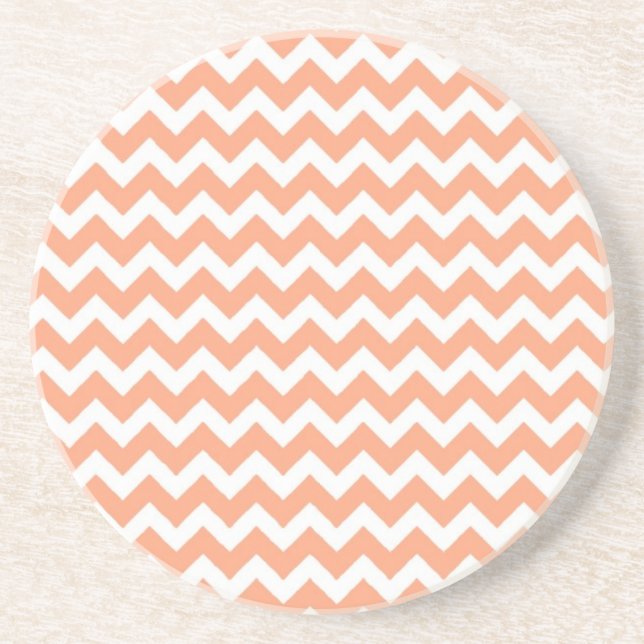Dessous De Verre En Grès Soft Orange Zig Zag Chevron (Devant)