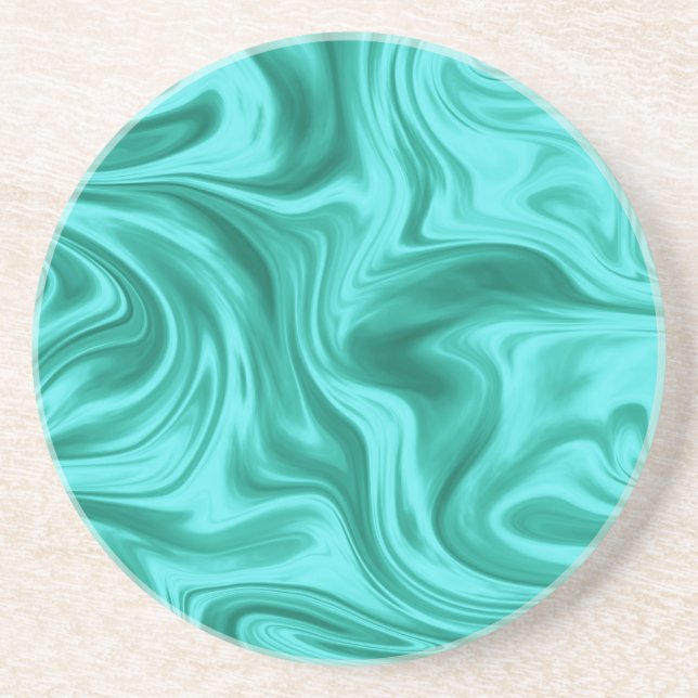 Dessous De Verre En Grès Soie de marbre liquide turquoise (Devant)