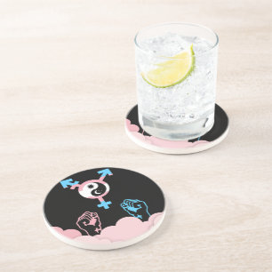 Dessous De Verre En Grès Soleil et Lune de Pouvoir et d'Équilibre Symbole T