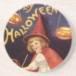 Dessous De Verre En Grès Sorcière de Halloween Vintage Jolly par Ellen Clap