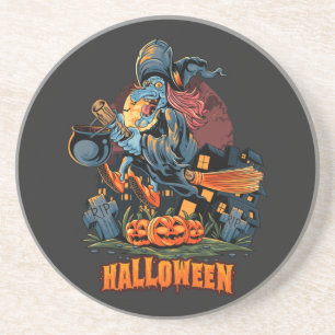 Dessous De Verre En Grès Sorcière effrayante sur une chambre