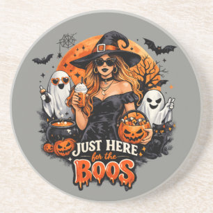 Dessous De Verre En Grès Sorcière Moderne Juste Ici pour les Boos Halloween