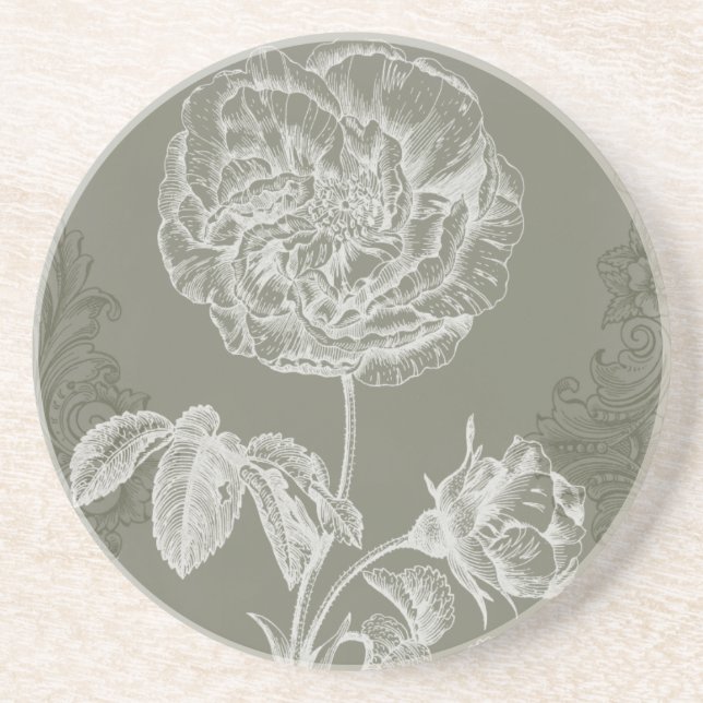 Dessous De Verre En Grès Soulagement floral I (Devant)