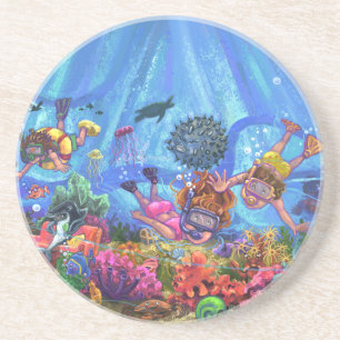 Dessous De Verre En Grès Sous la mer