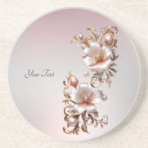 Dessous De Verre En Grès Sous-verre décoratif en grès rose floral