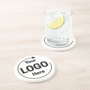 Dessous De Verre En Grès Sous-verre personnalisé rond blanc pour logo d'ent