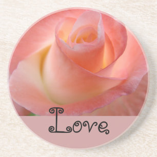 Dessous De Verre En Grès Sous-verres d'amour Fleur de Rose Rose Valentine