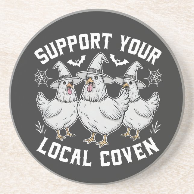 Dessous De Verre En Grès Soutenez votre Coven Roster local Halloween Éffray (Devant)