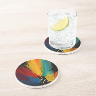 Dessous De Verre En Grès Southwest Feather Abstrait