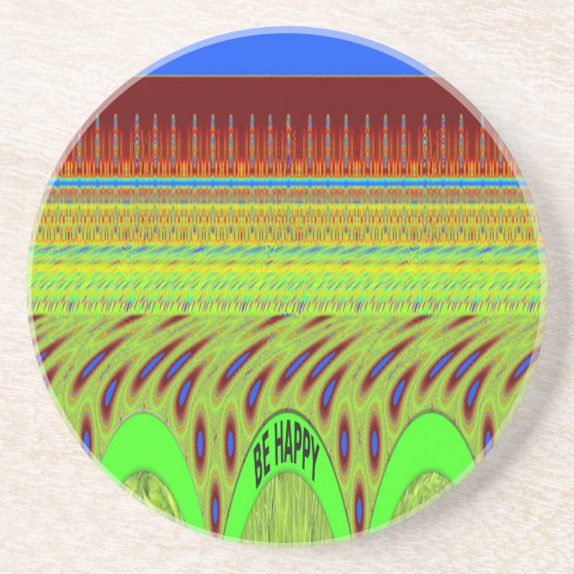 Dessous De Verre En Grès Soyez heureux Polka Dot Motif Cadeau Coloré (Devant)