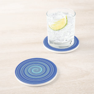 Dessous De Verre En Grès spirale bleue et turquoise