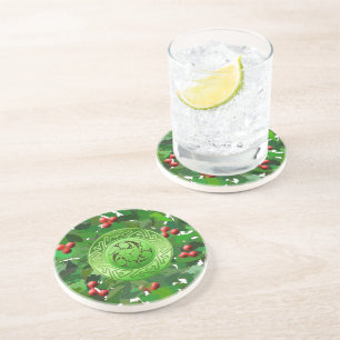 Dessous De Verre En Grès Spirale de Yule celtique avec Holly