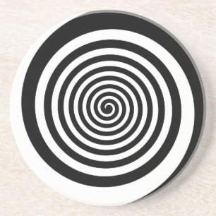 Dessous De Verre En Grès Spirale hypnotique noire et blanche