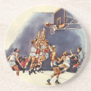 Dessous De Verre En Grès Sports vintages Basketball, Joueurs dans un jeu