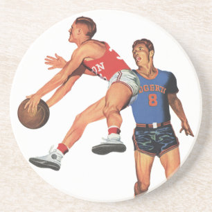 Dessous De Verre En Grès Sports vintages, joueurs de basket-ball dans un je