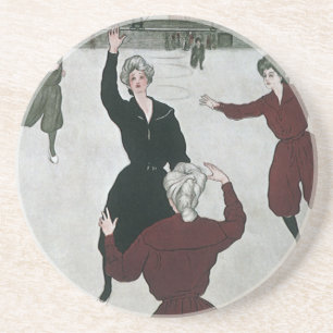 Dessous De Verre En Grès Sports vintages, Joueuses de basket-ball féminin e