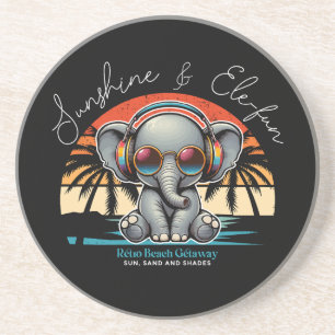 Dessous De Verre En Grès Spring Sunshine and Ele-fun Retro Beach Getaway