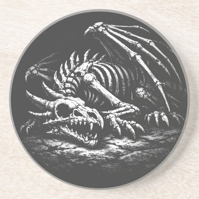 Dessous De Verre En Grès Squelette de dragon — par BurnsInHell (Devant)
