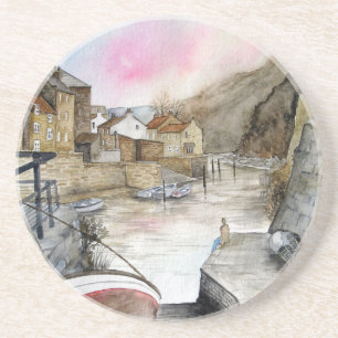 Dessous De Verre En Grès Staithes, North Yorkshire, Angleterre Aquarelle