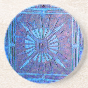 Dessous De Verre En Grès STAR DU MATIN, bleu