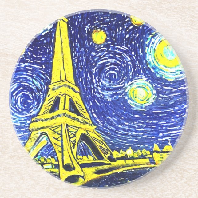 Dessous De Verre En Grès Starry Night Paris France (Devant)