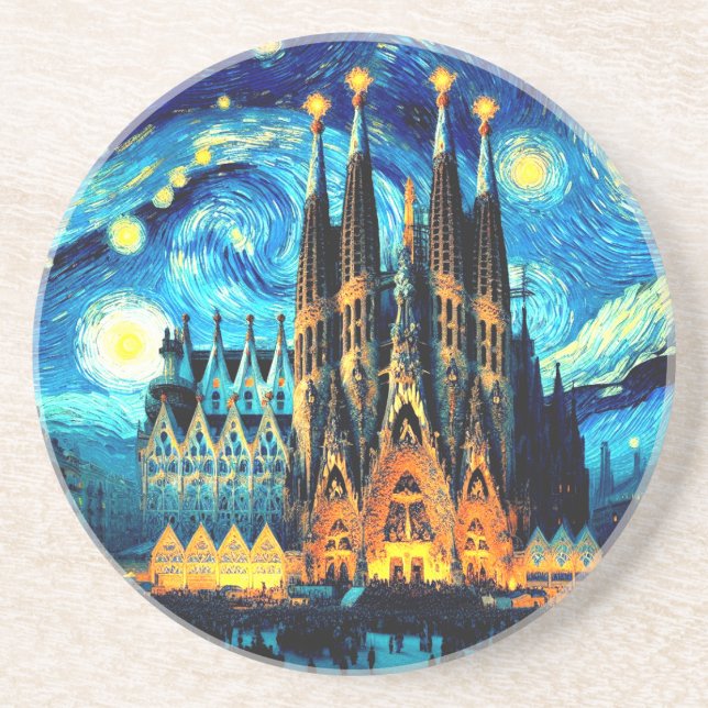 Dessous De Verre En Grès Starry Sagrada Familia Barcelona (Devant)