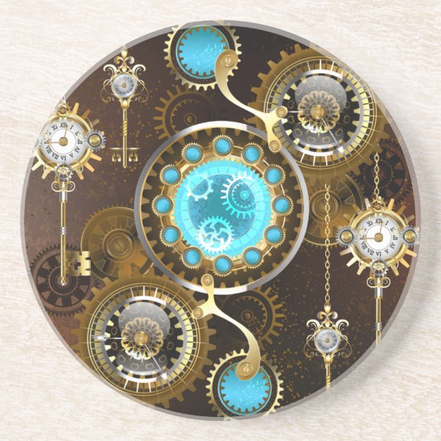 Dessous De Verre En Grès Steampunk Arrière - plan rouillé avec des lentille (Devant)