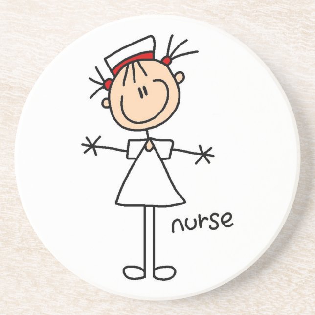 Dessous De Verre En Grès Stick simple Figure Nurse Tshirts et cadeaux (Devant)