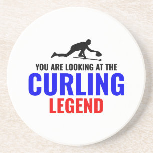 Dessous De Verre En Grès Stone Curling hiver glace sport Curler drôle