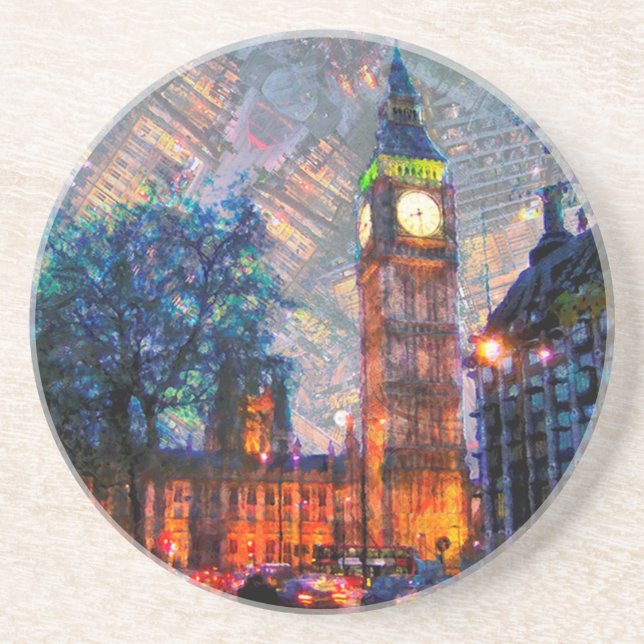 Dessous De Verre En Grès Stone Drink Coasters Big Ben London (Devant)