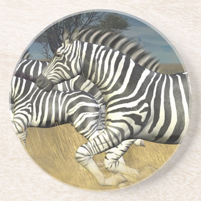 Dessous De Verre En Grès Stripes de course - Zebra (Devant)