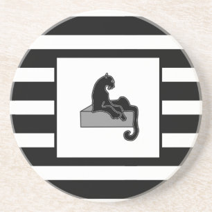 Dessous De Verre En Grès Stylish Black Panther Cat White