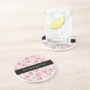 Dessous De Verre En Grès Sucettes roses, sucettes en forme de cœur, sucette