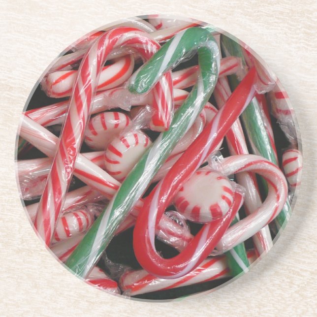 Dessous De Verre En Grès Sucres de canne et menthe de Noël (Devant)