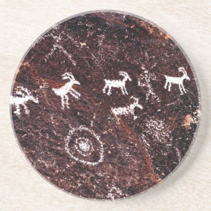 DESSOUS DE VERRE EN GRÈS SUD-OUEST AMÉRICAIN DE PÉTROGLYPHES, DÉSERT DU