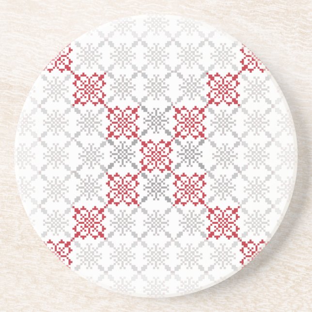 Dessous De Verre En Grès SUN traditionnel letton motif géométrique II (Devant)