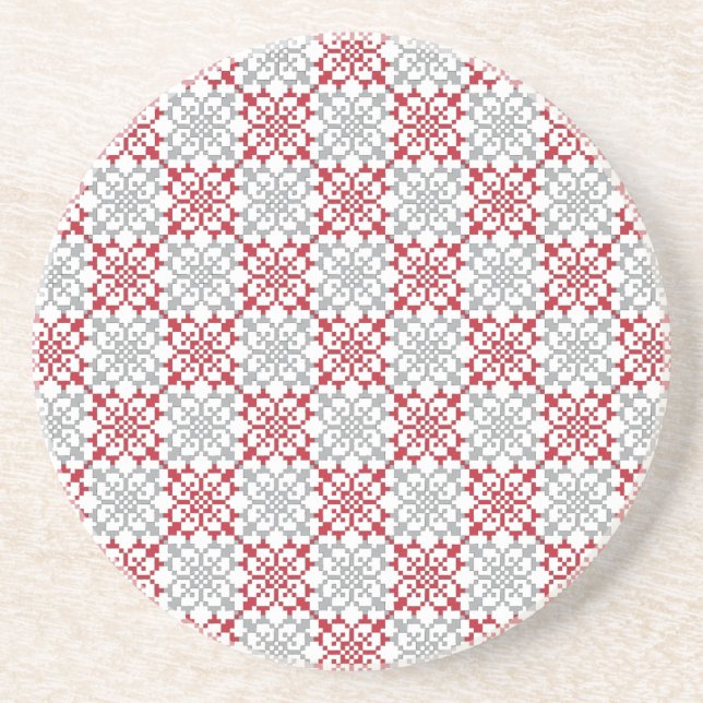 Dessous De Verre En Grès SUN traditionnel letton motif géométrique III (Devant)
