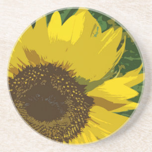 Dessous De Verre En Grès Sunflower Bright Yellow Artistic Flower Floral