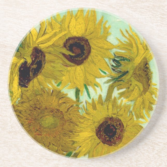 Dessous De Verre En Grès Sunflowers dans Vase Van Gogh Art (Devant)