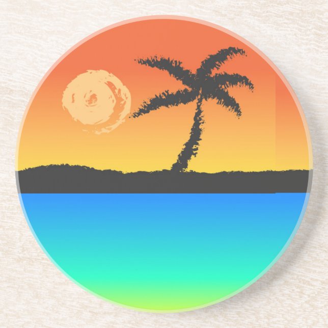 Dessous De Verre En Grès Sunset de l'île (Devant)