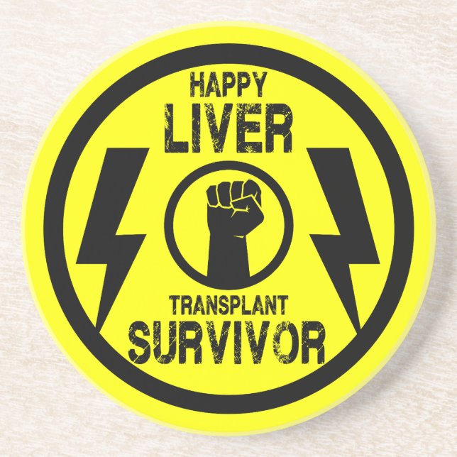 Dessous De Verre En Grès Survivant de la transplantation du foie (Devant)