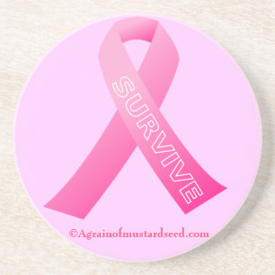Dessous De Verre En Grès SURVIVE Ruban rose