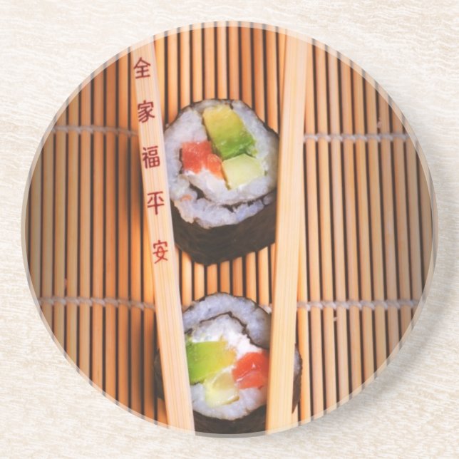 Dessous De Verre En Grès Sushi et baguettes en bois (Devant)