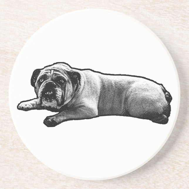 Dessous De Verre En Grès Suspendre un Bulldog calme (Devant)
