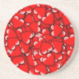 Dessous De Verre En Grès Sweet Romantique Valentine Love Hearts Rouge