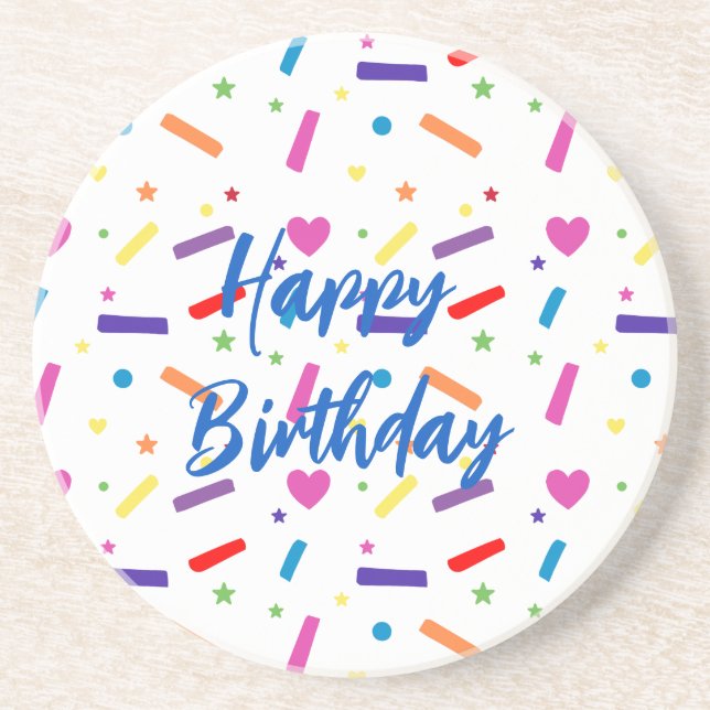 Dessous De Verre En Grès Sweet Sprinkle Birthday Party Theme (Devant)