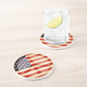 Dessous De Verre En Grès Symbole de paix du drapeau patriotique