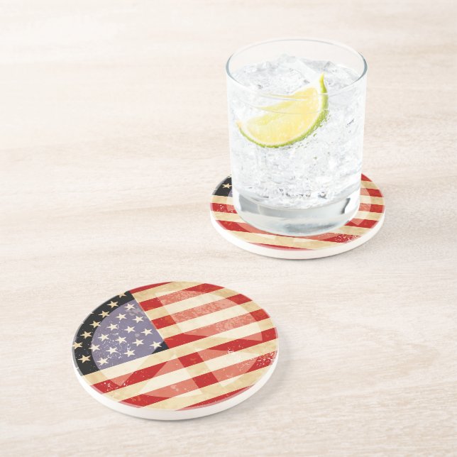 Dessous De Verre En Grès Symbole de paix du drapeau patriotique (Côté)